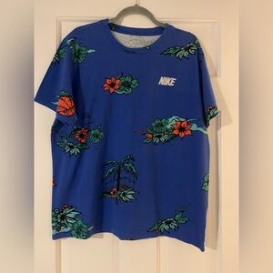 Nike Blue Tee with Floral Graphics